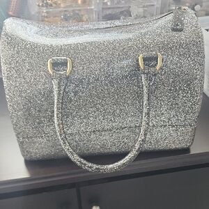 Furla Silver Glitter Satchel